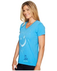 Life is Good Smiley Face Moon Crusher Vee T Shirt