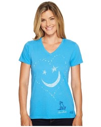Life is Good Smiley Face Moon Crusher Vee T Shirt