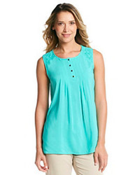Spense Pleated Front And Lace Shoulder Tank