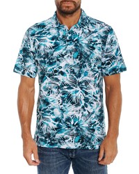 Robert Graham Wave Decay Tie Dye Knit Polo In Teal At Nordstrom