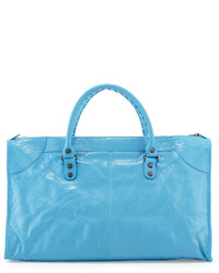 Balenciaga Classic Work Lambskin Tote Bag Blue