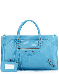 Balenciaga Classic Work Lambskin Tote Bag Blue