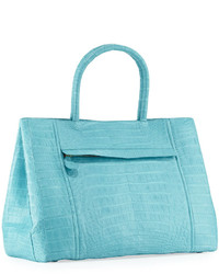 Nancy Gonzalez Crocodile Large Sectional Tote Bag Turquoise Blue
