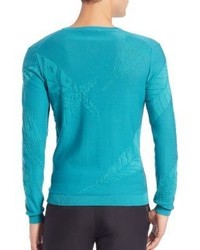 Versace Collection Feather Print V Neck Sweater