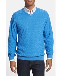 Cutter & Buck Mitchell Classic Fit Texture Knit V Neck Sweater