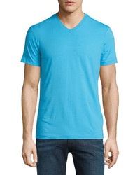 Armani Collezioni Short Sleeve V Neck Jersey T Shirt Bright Blue