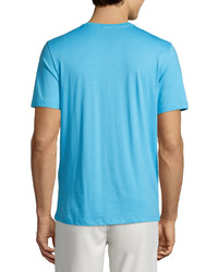Zachary Prell Solid Short Sleeve V Neck T Shirt Turquoise
