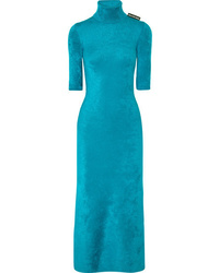Aquamarine Velvet Midi Dress