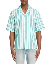 Aquamarine Vertical Striped Short Sleeve Shirt