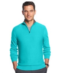 Alfani Sweater Quarter Zip Mock Neck Solid Pullover