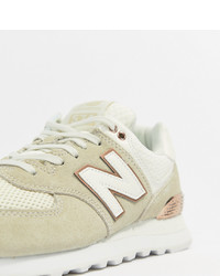 New Balance 574 Cream And Gold Trainers