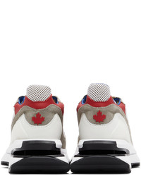 DSQUARED2 Gray Red Slash Sneakers