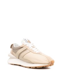 Lanvin Panelled Logo Patch Lace Up Sneakers