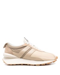 Lanvin Panelled Logo Patch Lace Up Sneakers