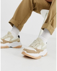 ASOS DESIGN Trainers In Stone And Gum With Chunky Sole