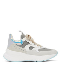 Alexander McQueen White And Blue Leather Sneakers