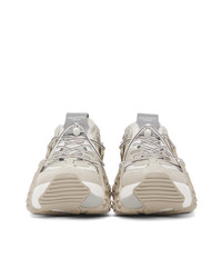 Valentino White And Off White Garavani Wod Panelled Low Top Sneakers