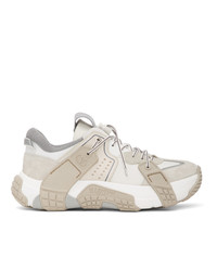 Valentino White And Off White Garavani Wod Panelled Low Top Sneakers