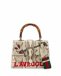 Gucci Dionysus Medium Python Top Handle Satchel Bag Neutral