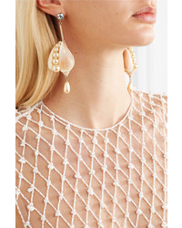 Etro Gold Tone Shell Faux Pearl And Crystal Earrings