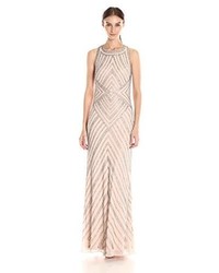 Adrianna Papell Halter Geo Beaded Gown