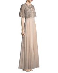 Aidan Mattox Beaded A Line Gown And Cape Set