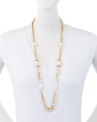 Lydell NYC Long Golden Shaky Pearly Beaded Necklace