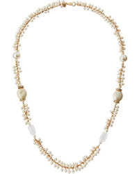 Lydell NYC Long Golden Shaky Pearly Beaded Necklace
