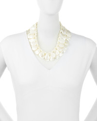 Kenneth Jay Lane Teardrop Mother Of Pearl Double Row Necklace