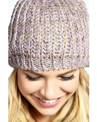 Boohoo Kim Chunky Cable Lurex Knit Slouch Beanie