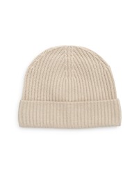 Andrew Stewart Cashmere Ribbed Beanie In 101ntr At Nordstrom