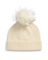 LITA by Ciara Cheetah Recycled Cashmere Pom Beanie In Milk At Nordstrom