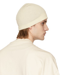 Rick Owens Off White Wool Ribbed Beanie