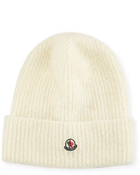 Moncler Slouchy Ribbed Logo Beanie Hat