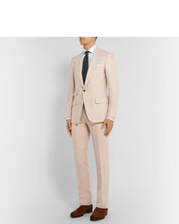 Kingsman Beige Slim Fit Linen Suit Jacket