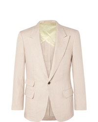 Kingsman Beige Slim Fit Linen Suit Jacket