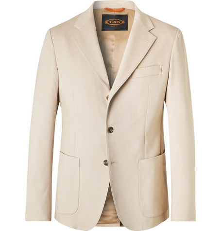 vasthouden Maak los opladen Tod's Beige Slim Fit Solaro Cotton Blend Suit Jacket, $560 | MR PORTER |  Lookastic