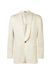Brunello Cucinelli Cream Unstructured Linen Suit Jacket