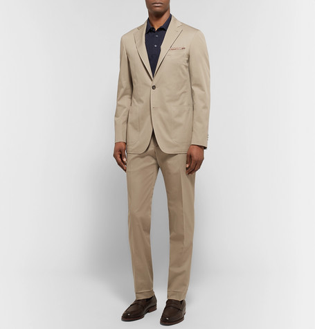 Canali Dark Beige Kei Slim Fit Stretch Cotton Twill Suit Jacket, $601 ...