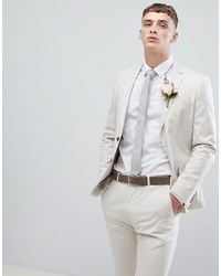 MOSS BROS Moss London Skinny Suit Jacket In Stone