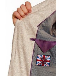 English Laundry Tan Sharkskin Two Button Notch Lapel Silk Blazer