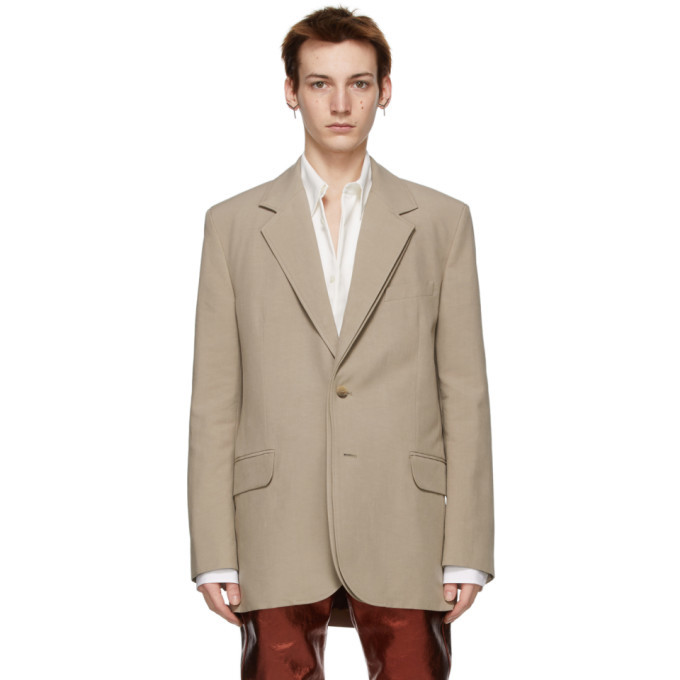 Y/Project Taupe Contraband Blazer, $1,025 | SSENSE | Lookastic