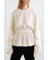 SOLACE London Macy Ruched Crepe Top Cream