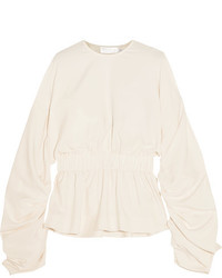 SOLACE London Macy Ruched Crepe Top Cream