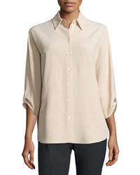 Michael Kors Michl Kors 34 Sleeve Button Front Blouse Nude