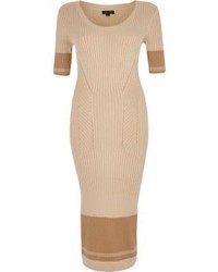 River Island Brown Knitted Bodycon Midi Dress