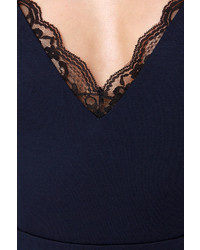 LuLu*s Heartbeat Song Black And Navy Blue Backless Lace Dress