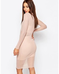 Missguided Mesh High Neck Bodycon Dress