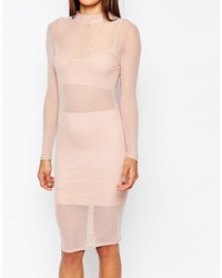Missguided Mesh High Neck Bodycon Dress
