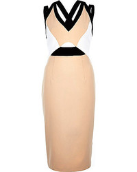 River Island Nude Cut Out Bodycon Pencil Dress